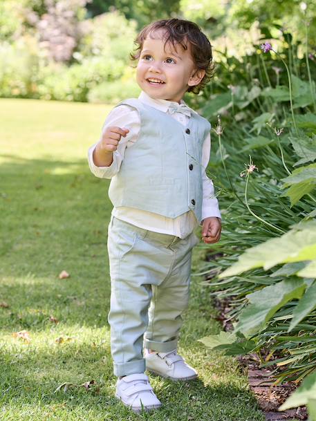 Pantalon bébé à bretelles amovibles vert sauge 2 - vertbaudet enfant 