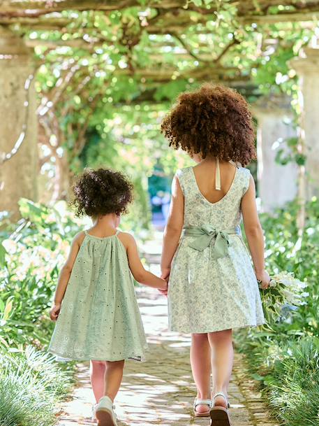 Robe broderie anglaise accessoire assorti vert sauge 10 - vertbaudet enfant 