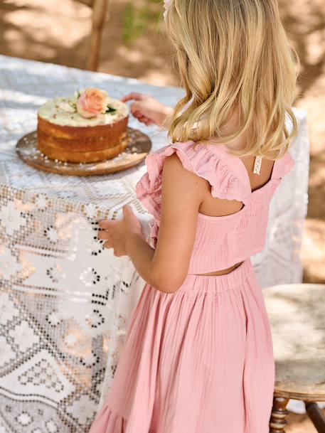 Ensemble fille cérémonie blouse jupe à volant blush+vert sauge 8 - vertbaudet enfant 