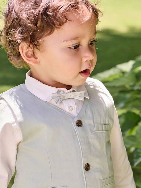 Ensemble chemise gilet nœud papillon bébé vert sauge 2 - vertbaudet enfant 