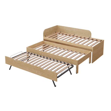 Pack lit gigogne métal 3 places avec matelas bois massif noha Blanc+Blanc et bois+Bois 14 - vertbaudet enfant 