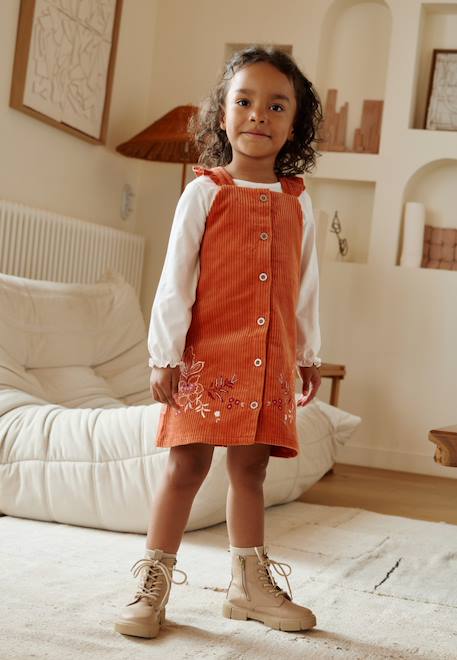 Robe en velours côtelé manouk Orange 1 - vertbaudet enfant 