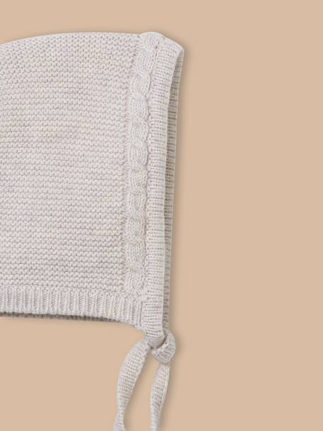 Béguin de naissance en laine et coton bébé Beige chine 3 - vertbaudet enfant 