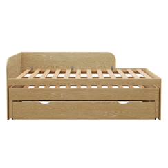 Chambre et rangement-Chambre-Lit bébé, lit enfant-Pack lit gigogne avec tiroir et matelas bois massif noha