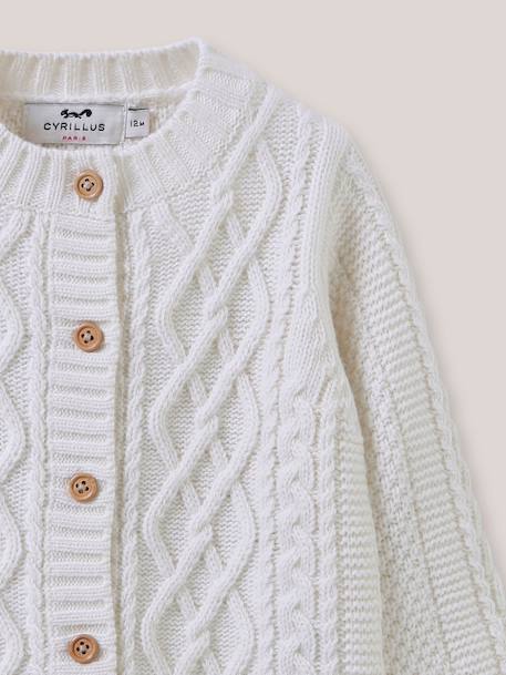 Cardigan bébé à torsades Ecru 3 - vertbaudet enfant 