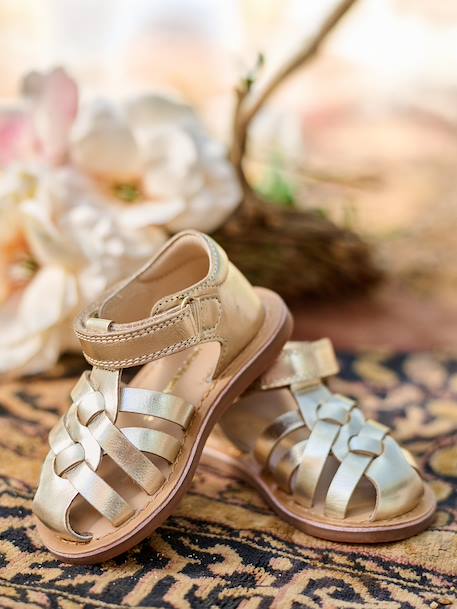 Sandales fermée cuir or 7 - vertbaudet enfant 