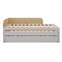 Chambre et rangement-Pack lit gigogne 3 places avec matelas bois massif noha