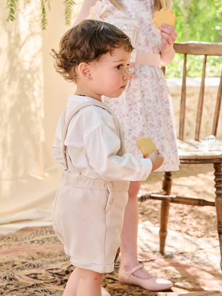 Ensemble bébé chemise et short cérémonie beige+vert sauge 12 - vertbaudet enfant 