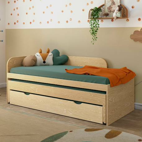 Pack lit gigogne métal 3 places avec matelas bois massif noha Blanc+Blanc et bois+Bois 15 - vertbaudet enfant 