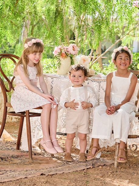 Ensemble bébé chemise et short cérémonie beige+vert sauge 2 - vertbaudet enfant 