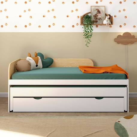 Pack lit gigogne métal 3 places avec matelas bois massif noha Blanc+Blanc et bois+Bois 3 - vertbaudet enfant 