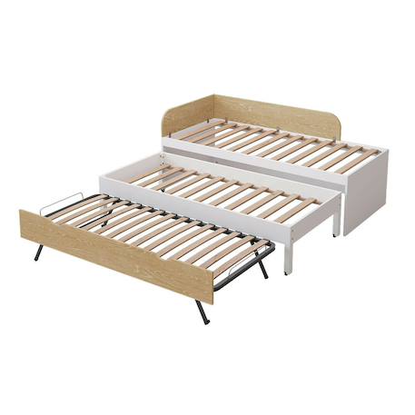 Pack lit gigogne métal 3 places avec matelas bois massif noha Blanc+Blanc et bois+Bois 8 - vertbaudet enfant 