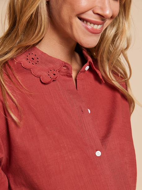 Chemise de nuit grossesse et allaitement terracotta+vert émeraude 6 - vertbaudet enfant 
