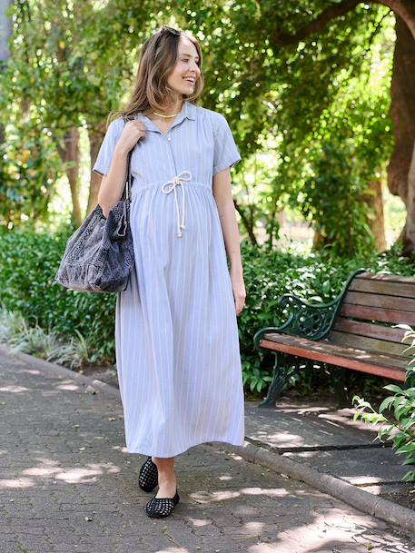 Robe longue grossesse et allaitement rayé bleu 2 - vertbaudet enfant 