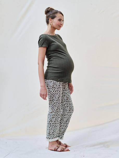 Tee-shirt de grossesse décolleté dos maille désaiguillée écru+kaki+terracotta 12 - vertbaudet enfant 