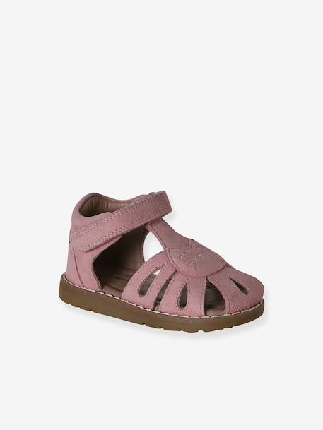 Sandales bébé cuir à scratchs fermées acajou+marine+or+rose 16 - vertbaudet enfant 