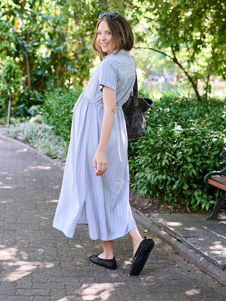 Robe longue grossesse et allaitement rayé bleu 3 - vertbaudet enfant 