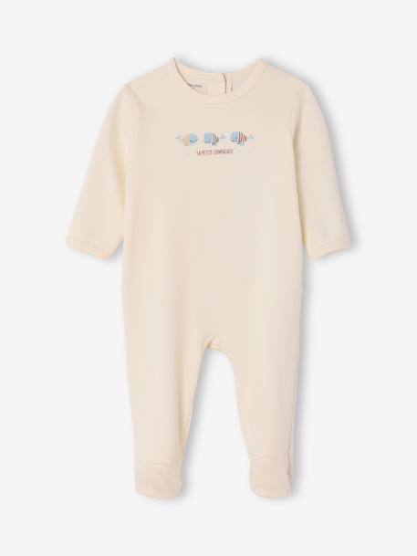 Lot 3 pyjamas bébé en coton bio beige+écru+vert sauge 9 - vertbaudet enfant 