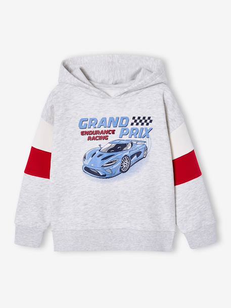 Sweat capuche imprimé blanc chiné+bleu ardoise+gris chiné 8 - vertbaudet enfant 