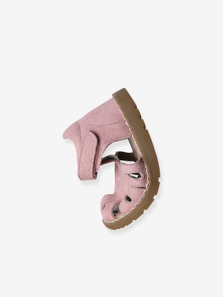 Sandales bébé cuir à scratchs fermées acajou+marine+or+rose 21 - vertbaudet enfant 