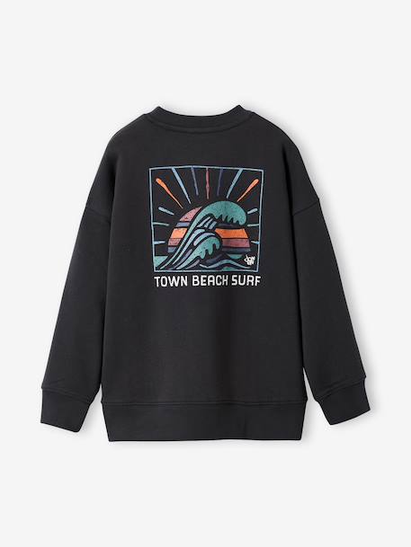 Sweat garçon col rond oversize anthracite 2 - vertbaudet enfant 