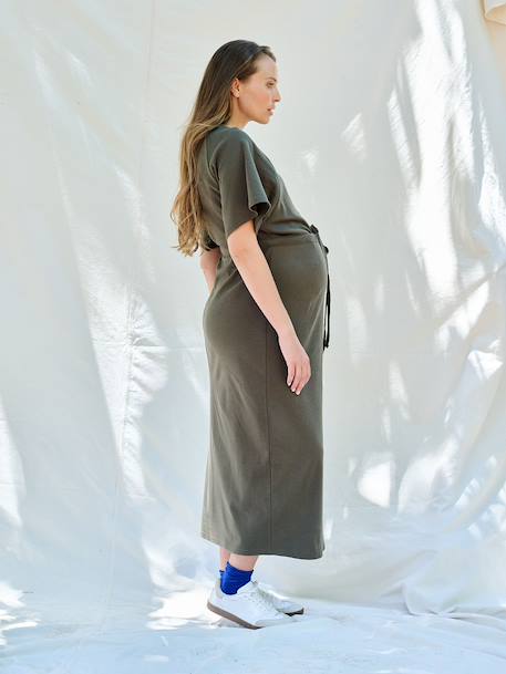 Robe longue grossesse et allaitement kaki+terracotta 4 - vertbaudet enfant 