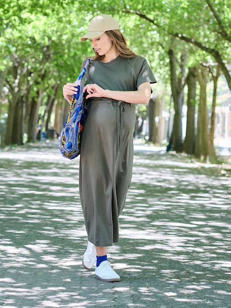 Robe longue grossesse et allaitement kaki+terracotta 1 - vertbaudet enfant 