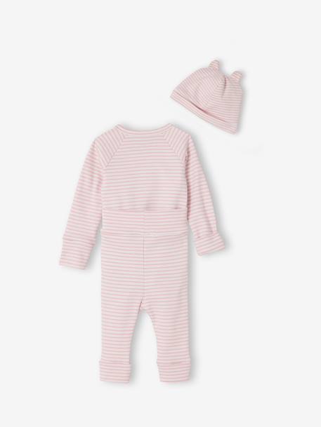 Ensemble bébé body, legging et bonnet rayé rose chiné 4 - vertbaudet enfant 
