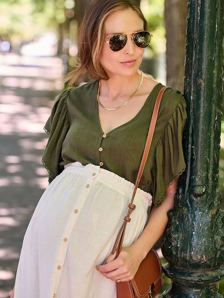Blouse grossesse et allaitement avec lin beige+kaki 10 - vertbaudet enfant 
