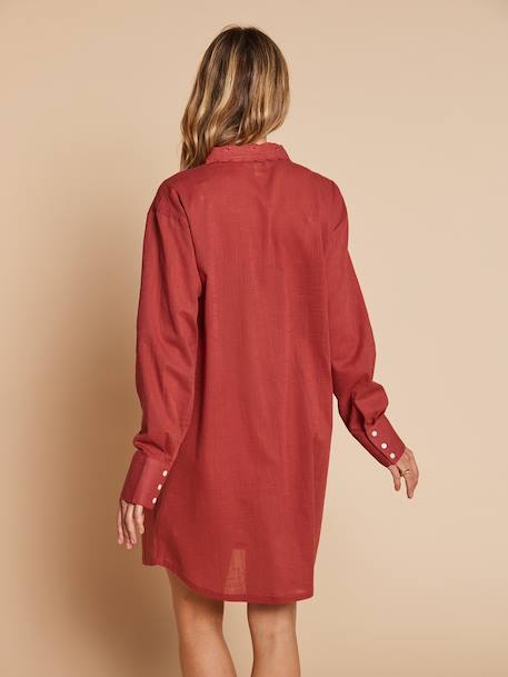 Chemise de nuit grossesse et allaitement terracotta+vert émeraude 3 - vertbaudet enfant 