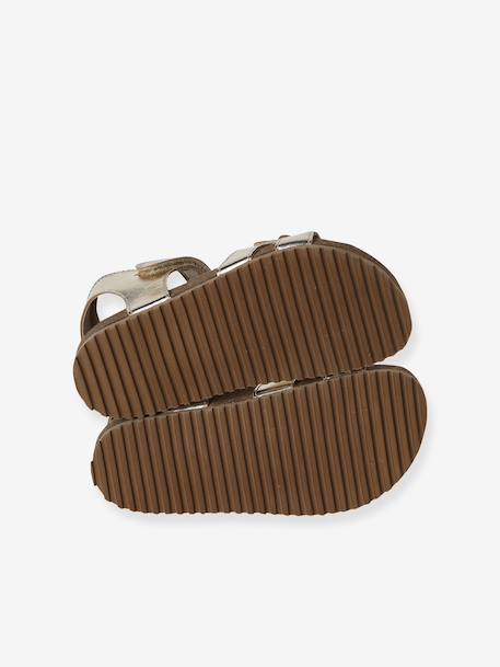 Sandale ouverte fleur cuir or 5 - vertbaudet enfant 