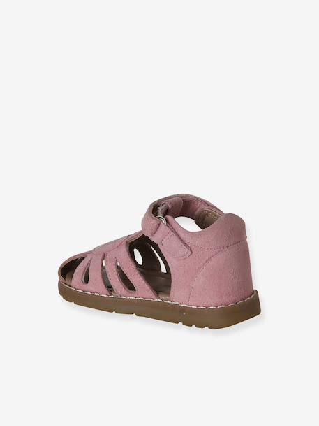 Sandales bébé cuir à scratchs fermées acajou+marine+or+rose 18 - vertbaudet enfant 