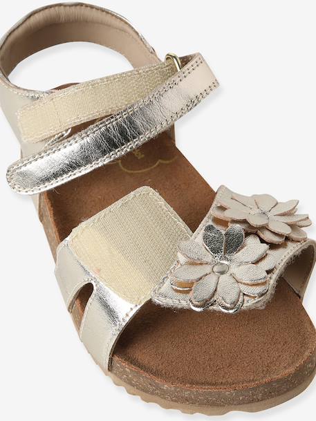Sandale ouverte fleur cuir or 6 - vertbaudet enfant 