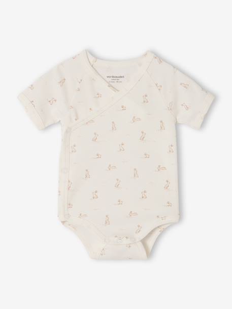 Lot 5 bodies bébé manches courtes lapin gris chiné 2 - vertbaudet enfant 