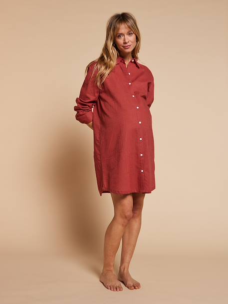 Chemise de nuit grossesse et allaitement terracotta+vert émeraude 2 - vertbaudet enfant 