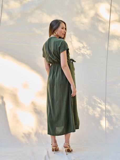 Robe chemise longue en lin mélangé grossesse et allaitement beige+kaki+noir 8 - vertbaudet enfant 