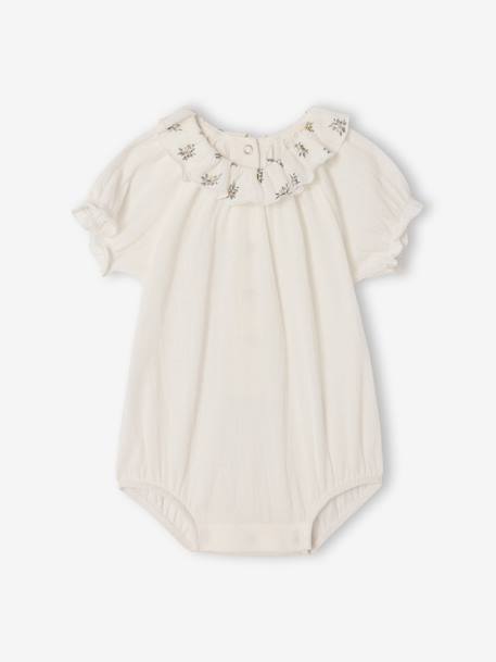 Body bébé manches courtes bouffantes écru 1 - vertbaudet enfant 