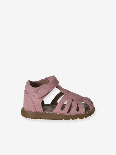 Sandales bébé cuir à scratchs fermées acajou+marine+or+rose 17 - vertbaudet enfant 