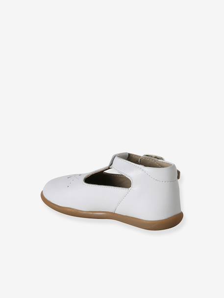 Chaussures salomés bébé fille cuir boucle beige irisé+blanc 10 - vertbaudet enfant 
