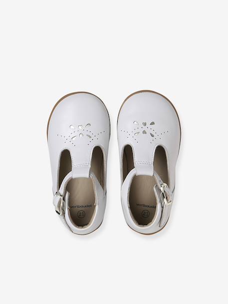 Chaussures salomés bébé fille cuir boucle beige irisé+blanc 11 - vertbaudet enfant 
