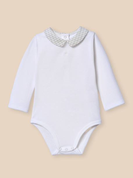 Body bébé col à carreaux - coton biologique Carreaux bleu 1 - vertbaudet enfant 