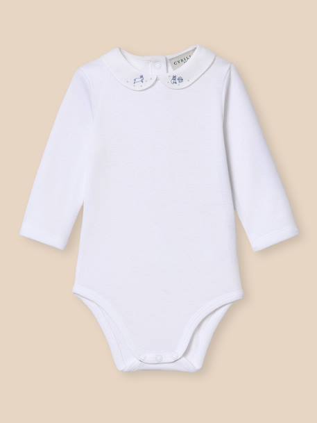 Body col brodé bébé - coton biologique Blanc casse 1 - vertbaudet enfant 
