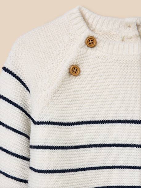 Combinaison bébé en coton biologique et laine Rayure marine/ecru 2 - vertbaudet enfant 