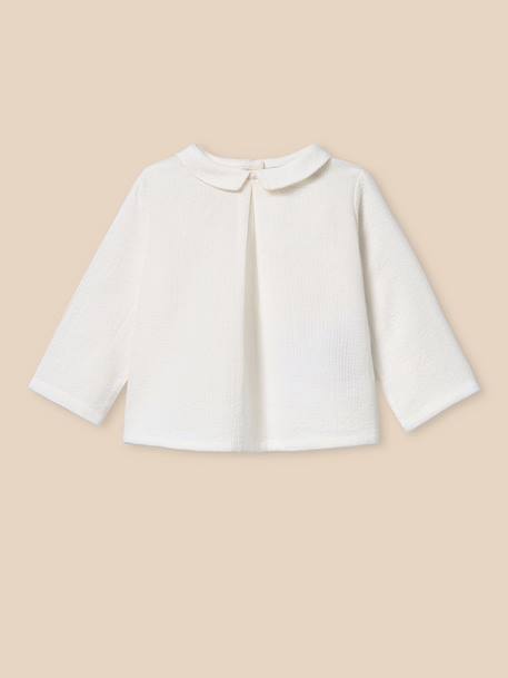 Chemisier guimpe en mini-seersucker bébé Blanc doux 1 - vertbaudet enfant 