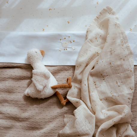 Set de 2 langes en gaze de coton little goose (70 x 70 cm) Blanc, beige 3 - vertbaudet enfant 