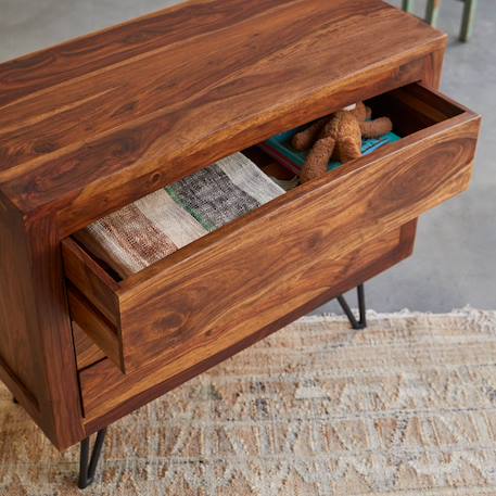 Commode enfant en bois de sheesham 3 tiroirs bonnie Marron 6 - vertbaudet enfant 