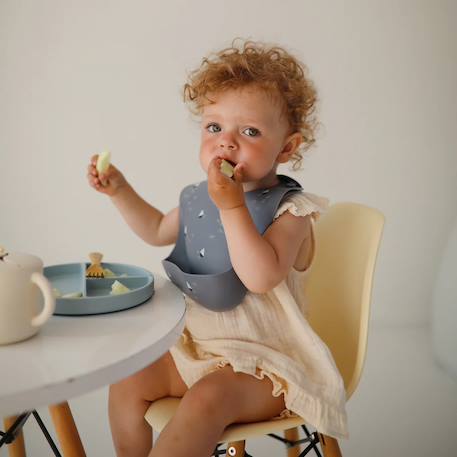 Bavoir à poche en silicone black daisy Bleu, écru, noir 3 - vertbaudet enfant 