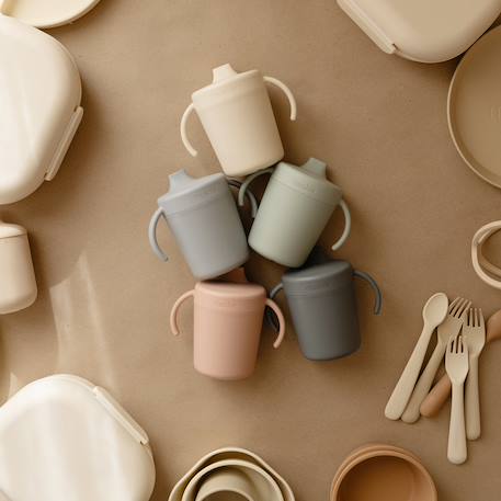 Tasse d'apprentissage en silicone Ecru+Fumée+Rose+Vert d'eau 5 - vertbaudet enfant 