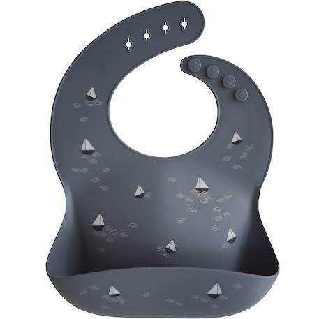 Bavoir à poche en silicone black daisy Bleu, écru, noir 1 - vertbaudet enfant 