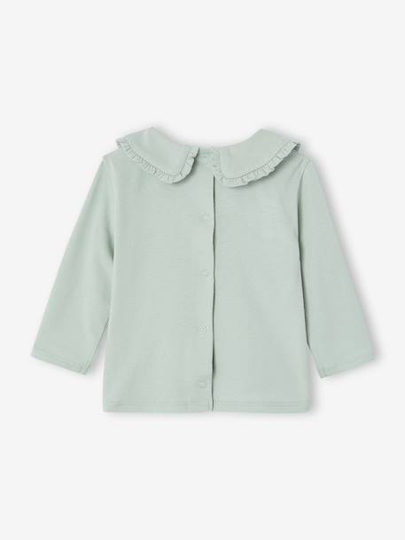 T-shirt bébé manches longues col claudine beige clair+vert d'eau 13 - vertbaudet enfant 